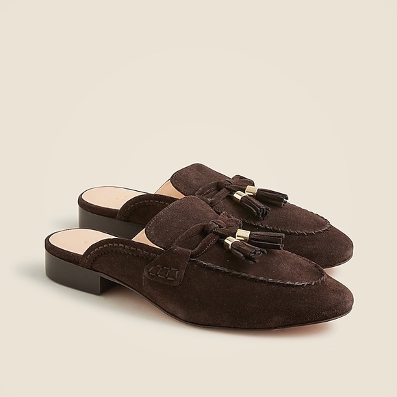 J Crew Tassel mule loafers in suede CH316